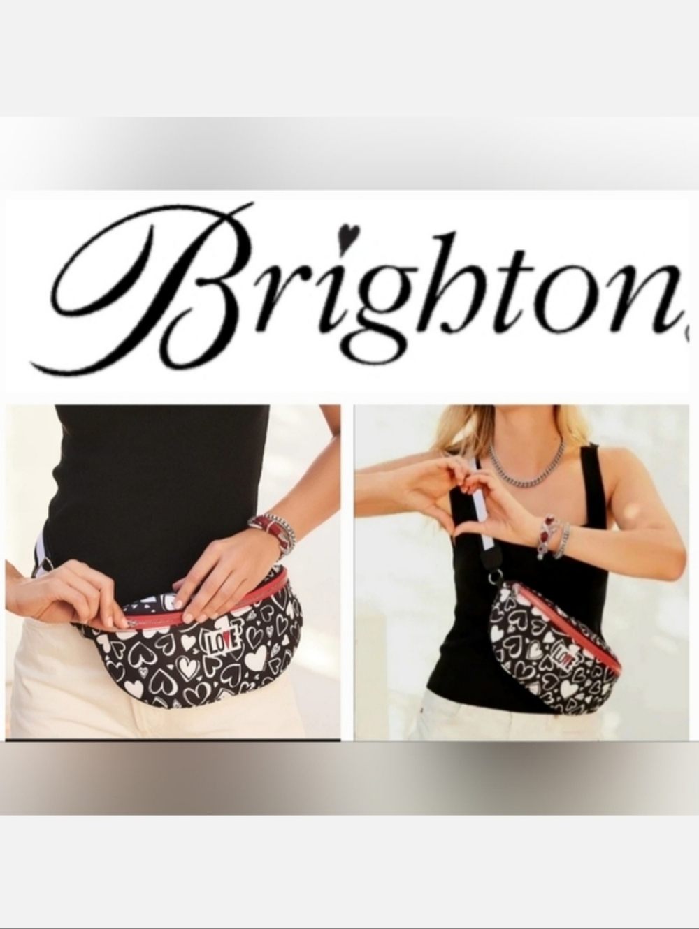 Brighton LIMITED EDITION Endless Love Heart Belt Bag Red/Black/White NWT